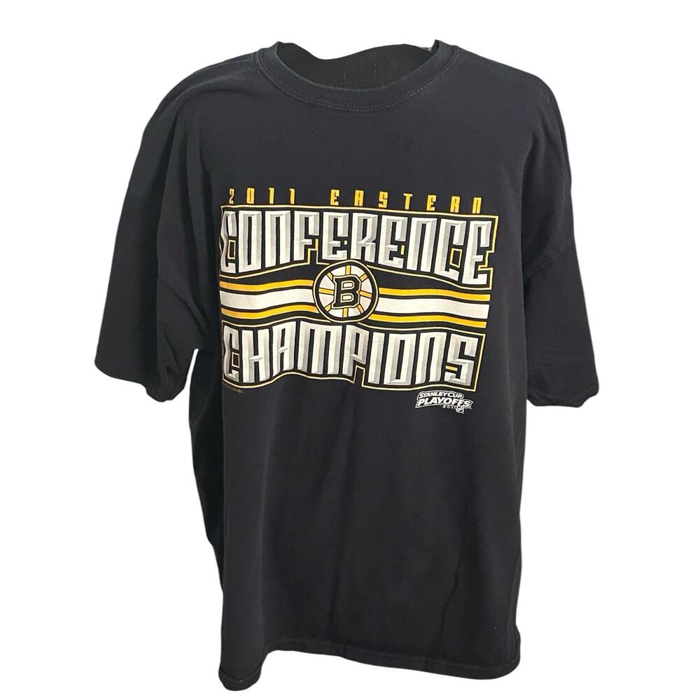 Boston Bruins‎ 2011 Conference Champions T Shirt NHL Hockey Black Size 2XL